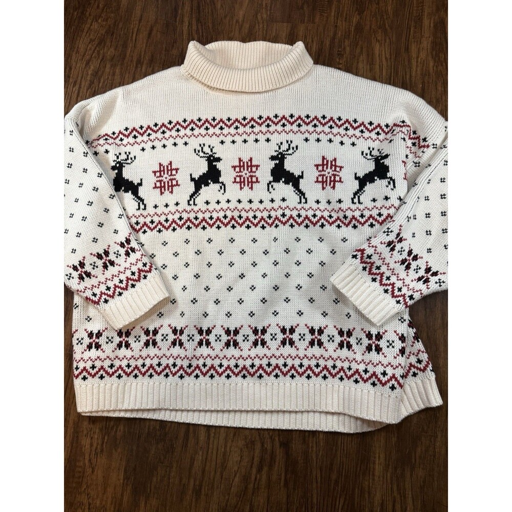 Torrid Women’s Plus Christmas Sweater 3/4 Reindeer Fair Aisle Chunky Knit Holida